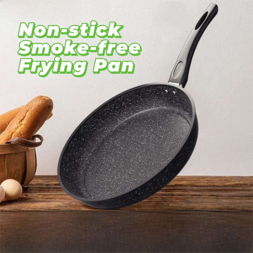 22/24/26/28cm Steak Frying Pan with Glass Lid Stone Skillet Cookware Muliti-Purpose NonStick Kitchen Cooking Tools