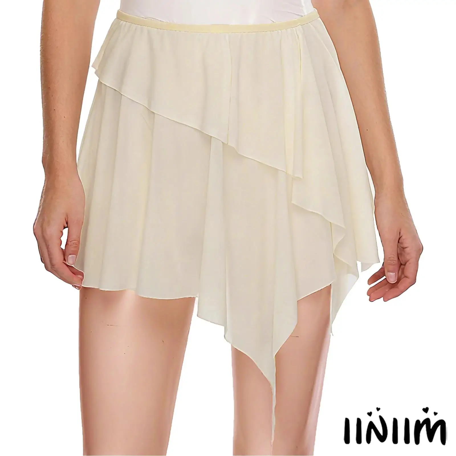 

Women Ballet Dance Training Skirt Outfit Sheer Mesh Irregular Hem Elastic Waistband Cover-up Skirts for Latin Modern Dance Shows