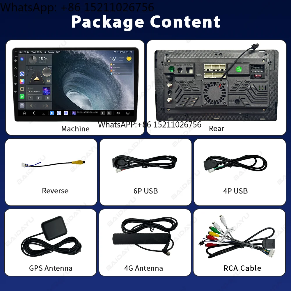 Baidayu TS20 2K 7870 QLED-Display Autoradio Universal Android GPS Navigation Stereo Anpassbar DVI CarPlay DVD USB DSP