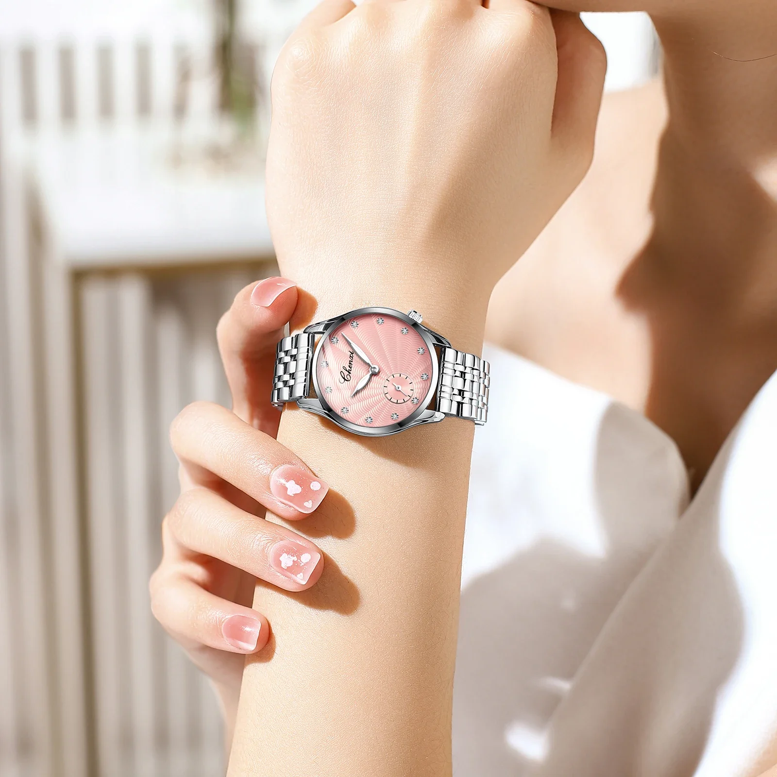 CHENXI 304A オリジナルレディース女性クォーツ時計エレガントなシンプルな腕時計女性のためのカジュアル防水ステンレスビジネス腕時計