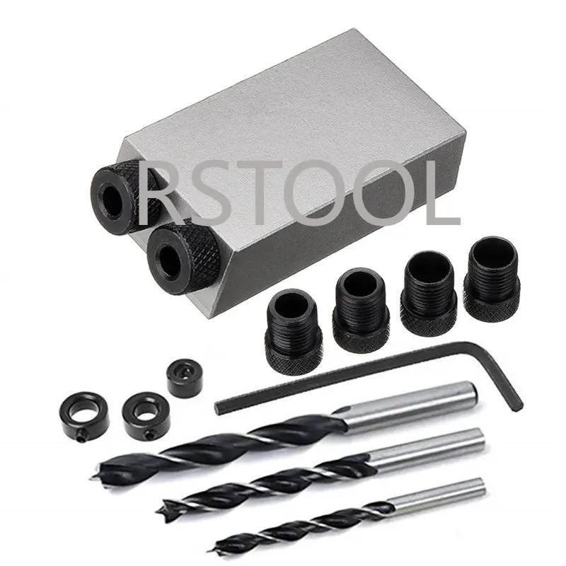 14 pz/set 15 gradi Kit di foratura per fori tascabili angolo obliquo guida per trapano Set di posizionamento strumento di localizzazione-colore grigio