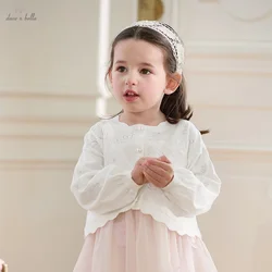 Dave Bella Spring Girls Baby Sweater Cardigan Summer Fashion Casual Kids Knitted Pure Cotton Jacket Tops Gentle Party DB2251479