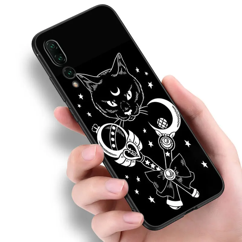 Witches Moon Cat Mystery Black Phone Case For Huawei P8 P9 P20 P30 P40 Mate 8 9 10 Lite 20 30 P50 Pro Plus 20X P Smart 2020