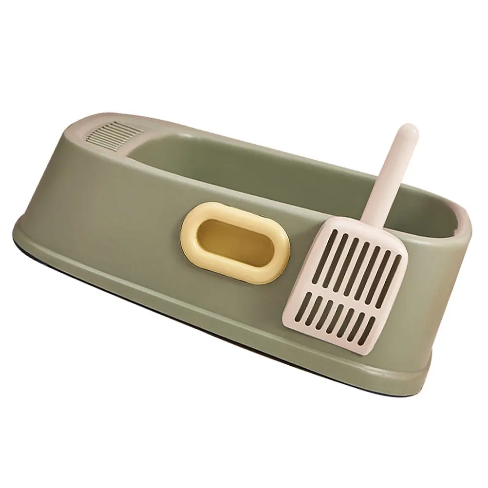 

1Set Cat Sand Box Semi-Enclosed Plastic Litter Basin Anti-Splash Pet Toilet Kitten Potty Large Size Easy Cleaning Pet Supply