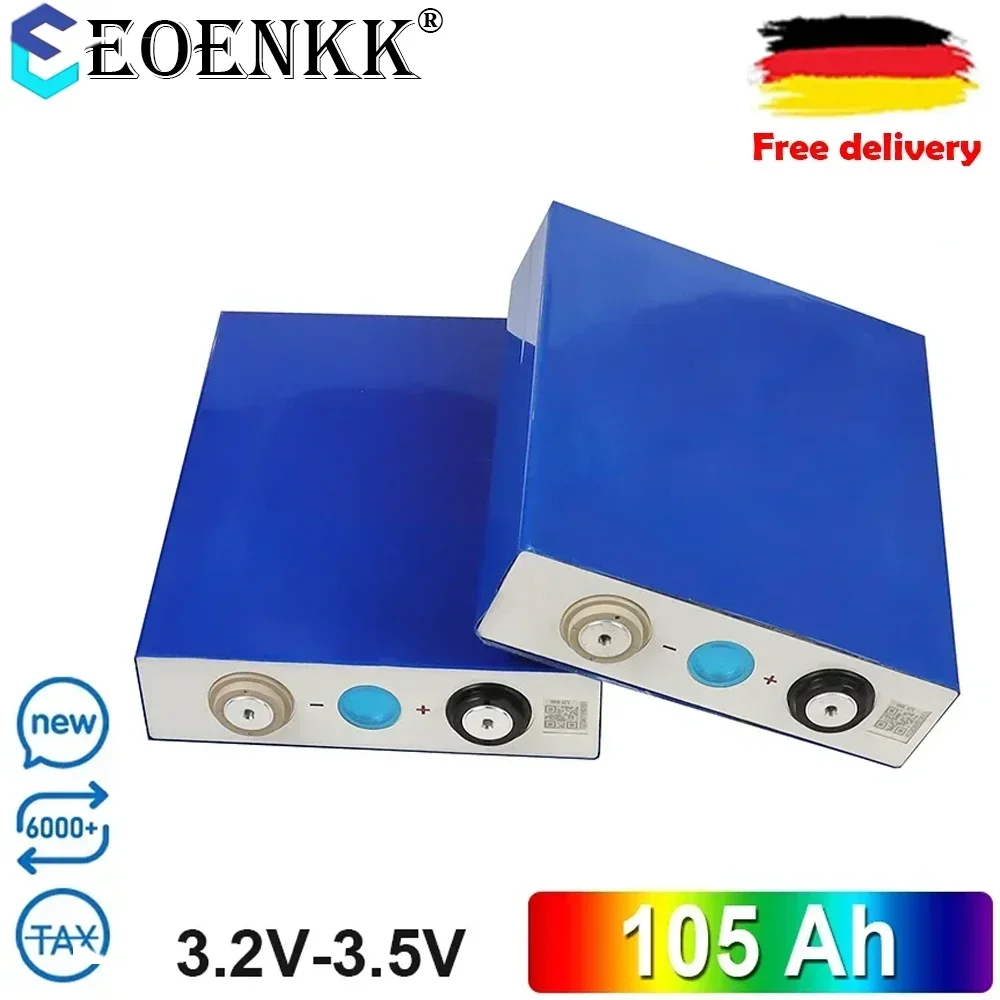 

EOENKK New 3.2V 105Ah120Ah LiFePO4 Battery Cells Rechargeable Battery Pack for Solar Li-Ion High Current Rechargeable Power Cell