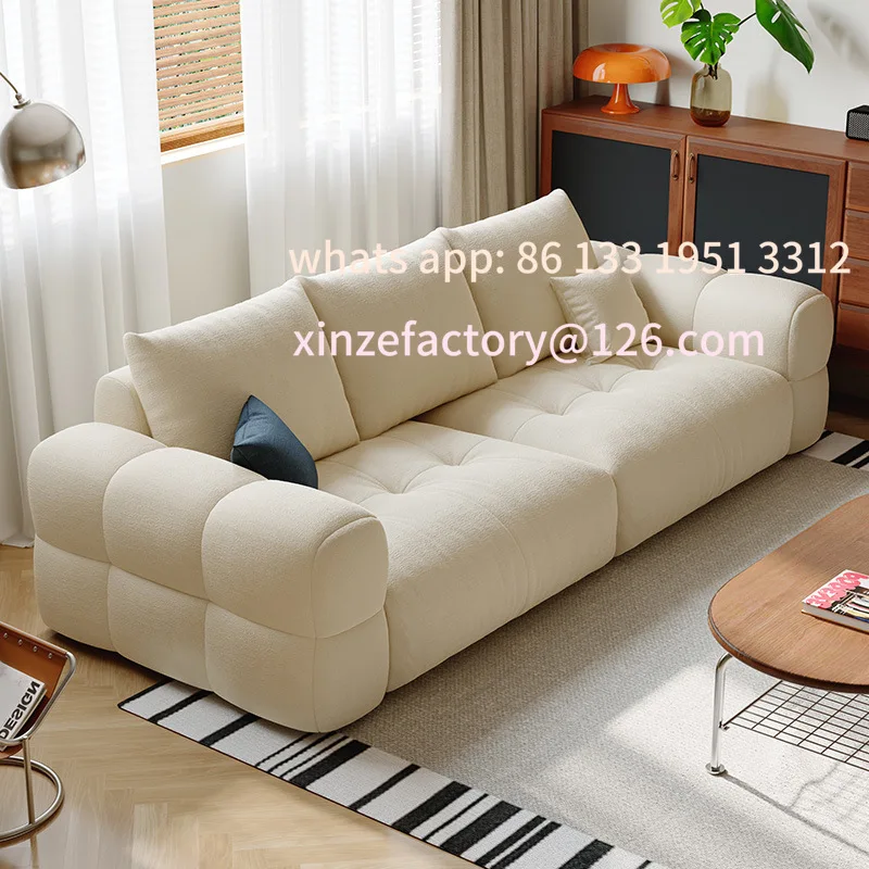 

Customizable Cream Blizzard Neil Puff Anti-Cat Claw Sofa New Living Room Three-person Small Unit Cloud Fabric Sofa