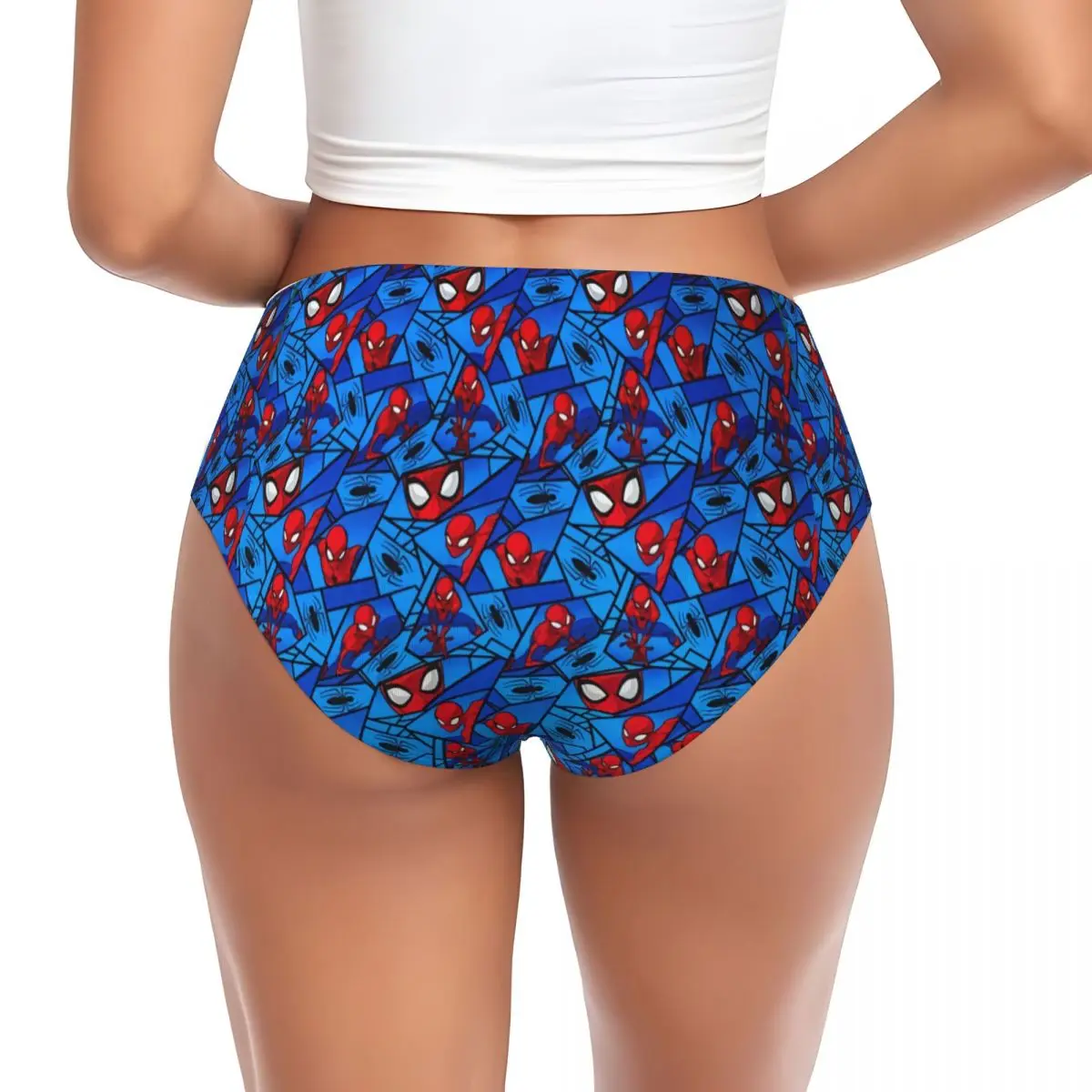 Custom Womens Spider Web Cartoon Brief Panties Female Stretch Spider Man Underwear Underpants