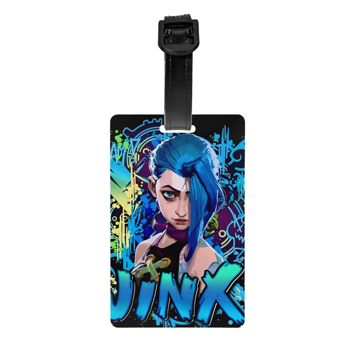 

Jinx Arcane Movie Character Luggage Tag Travel Bag Suitcase Privacy Cover ID Label