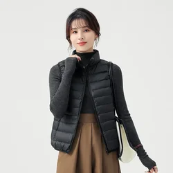 Winter Women's Stripe Portable Down Vest Outdoor Windproof and Versatile Waistcoat Casual Women's Slim Insulated Jacket