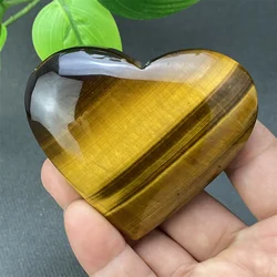 Natural Yellow Tiger Eye Stone Crystal Heart Shape Hand Polished Heart Home Decoration