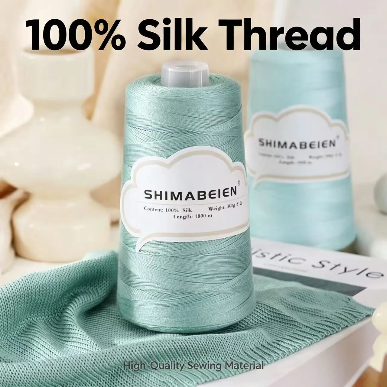 300g, 1800m, Silk Bamboo Charcoal Lace Yarn for Knitting and Crocheting Vests, Shawls, Sweaters, and Handicrafts. Spring and Sum