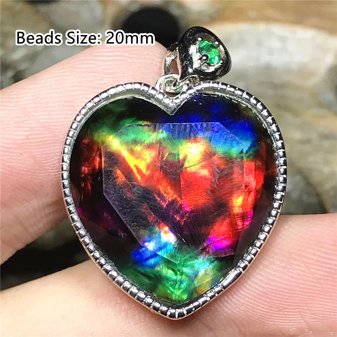 Natural Ammonite Ammolite Stone Pendant Jewelry For Women Lady Man Healing Love Gift Silver Crystal Beads Beauty Gemstone AAAAA