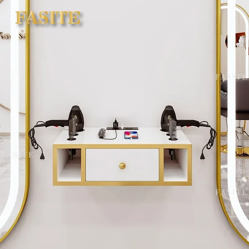 For Hair Wall Mounted Tool Cabinet Upper Storage Unit with USB Socket Barber Shop Organizer Furniture Wholesale