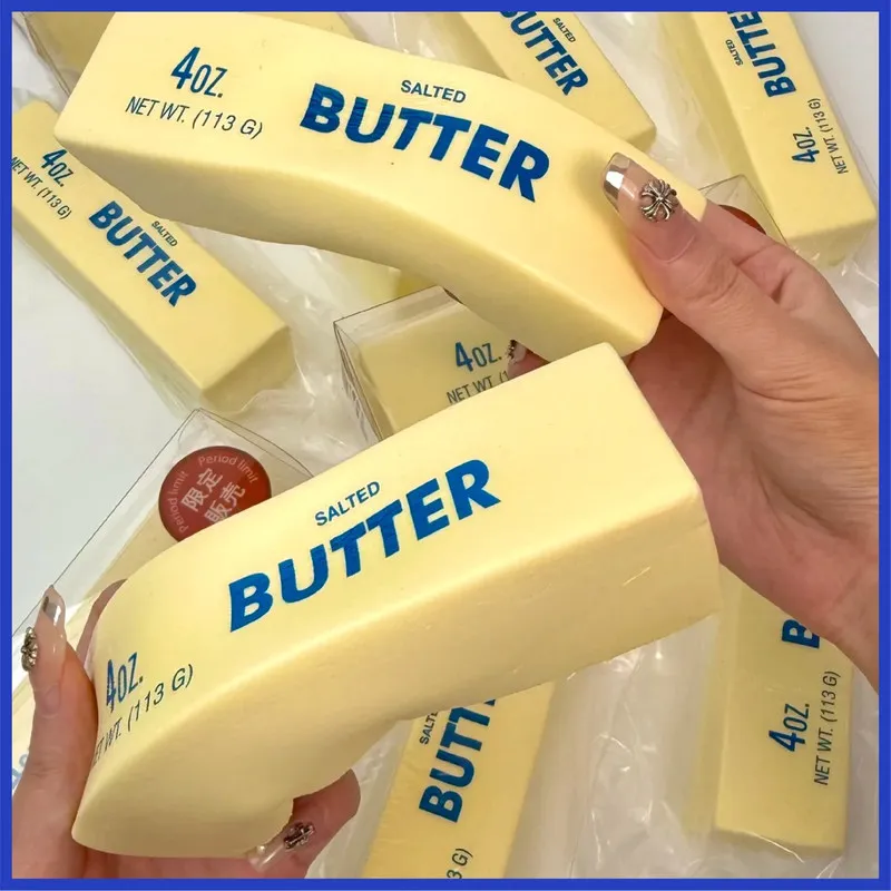 Salted Butter Shape Slow Rising Squishy Toy Japanese Style Stress Anxiety Relief For Office Study Women Gift 4oz Net Wt 113g