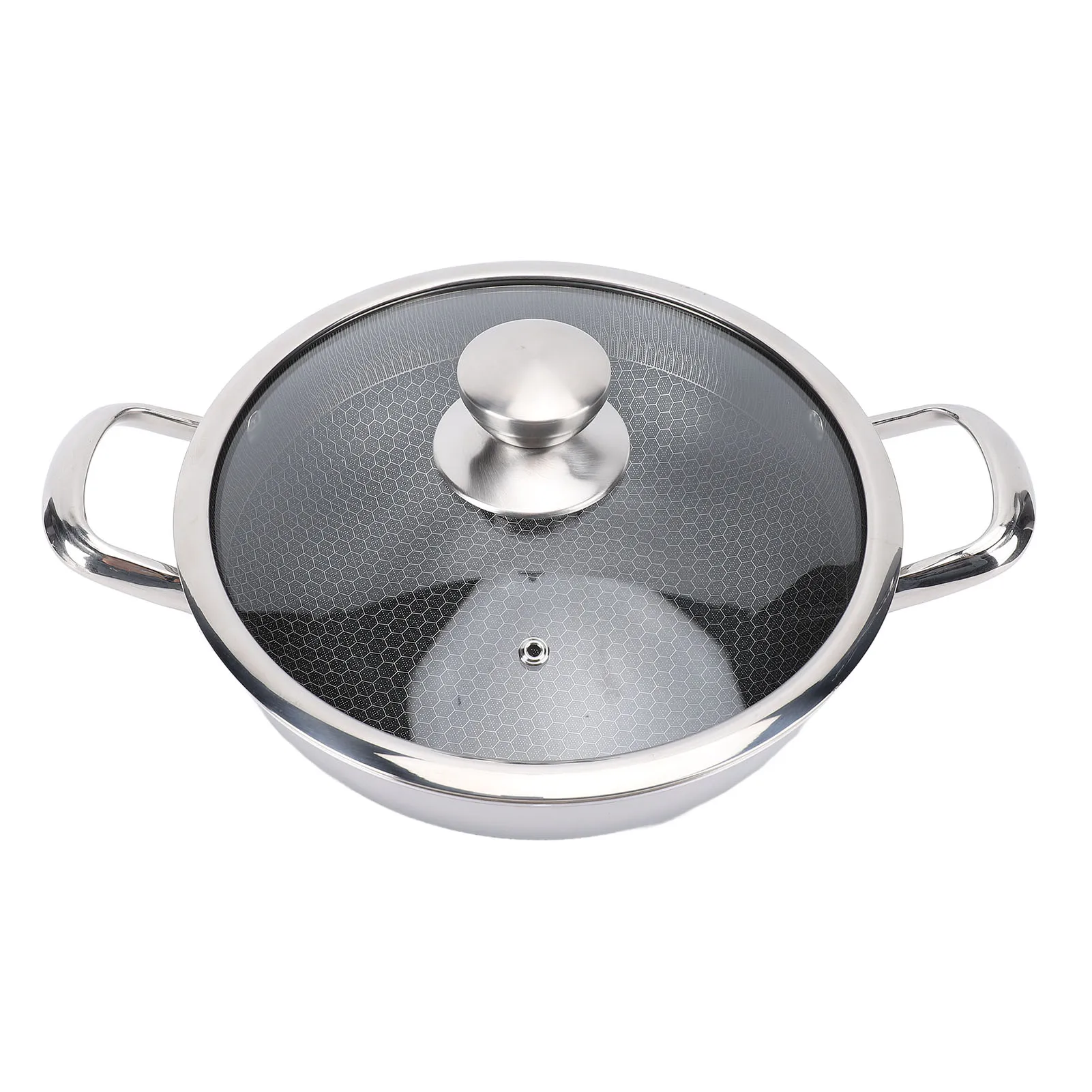 Antihaft-Bratpfanne mit Einfacher Lebensmittelentnahme, Schneller und Gleichmäßiger Erwärmung, Edelstahl-Pfanne mit Wabenmuster und Deckel für Induktionsherde