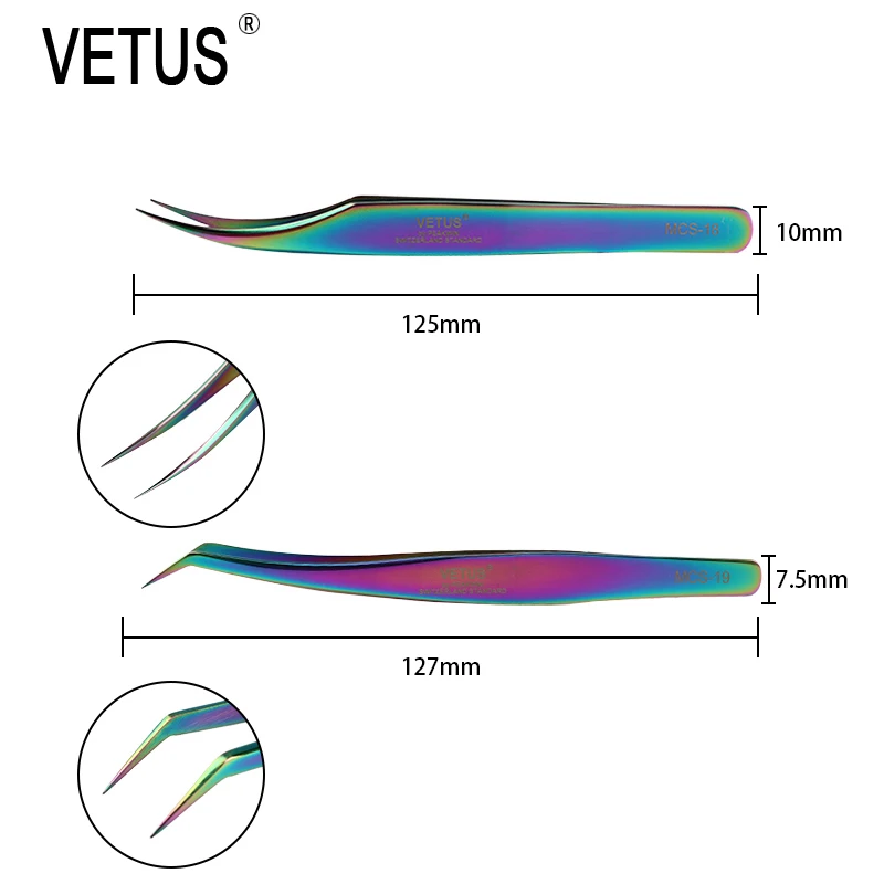 Vetus-ステンレス鋼のフォースクリップ,金とステンレス鋼の羽毛のつけまつげ,アイストピース,12/15/18/19シリーズ