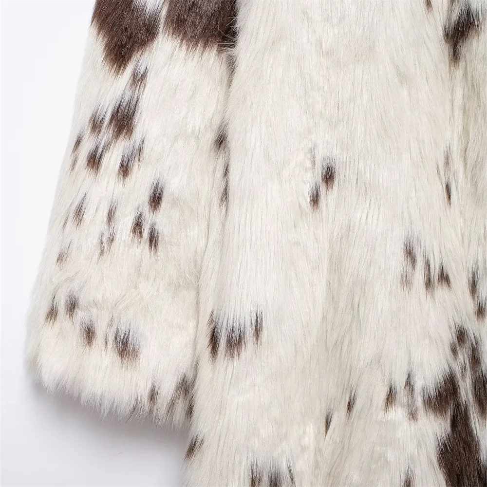 Autumn and winter new products fashionable temperament loose animal pattern artificial fur effect coat and jacket