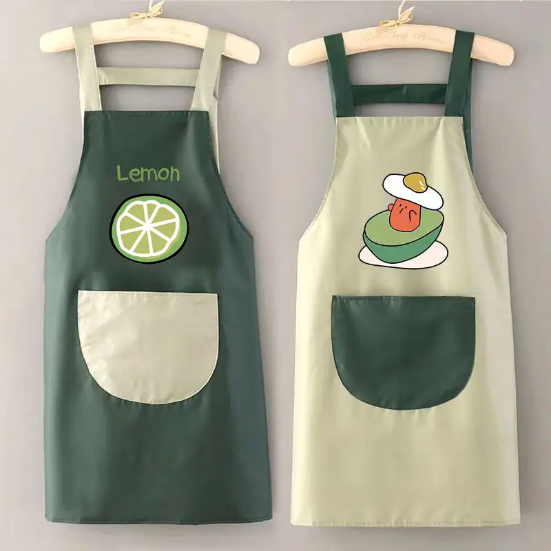 Waterproof and Oil-proof Home Kitchen Apron Women's Fashion Korean Version Adult Cooking and Working Dirty Work Clothes