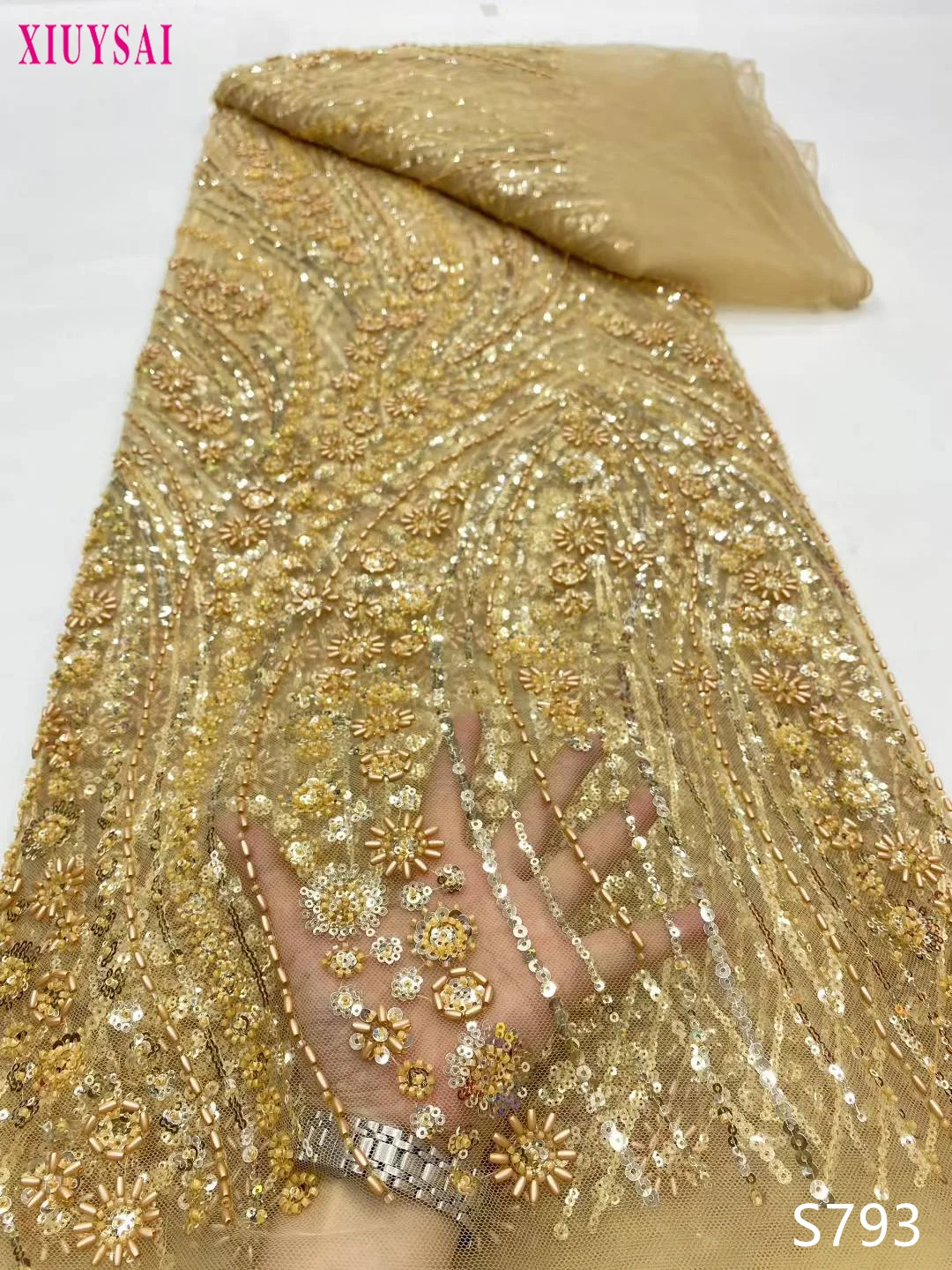 

Nigerian Luxury Sequins Net Lace Fabric 2025 High Quality African Tulle Lace Fabric French For Women Wedding Party Dress Sewing