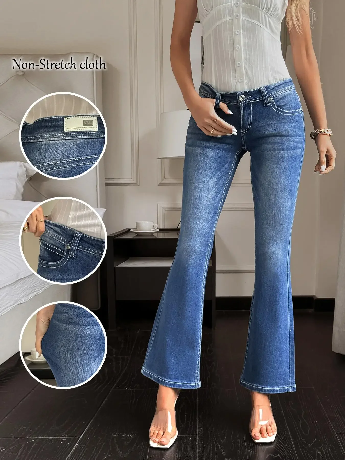 Cargo-jeans voor dames Multi-pocket hoge taille losse pasvorm denim broek mode streetwear