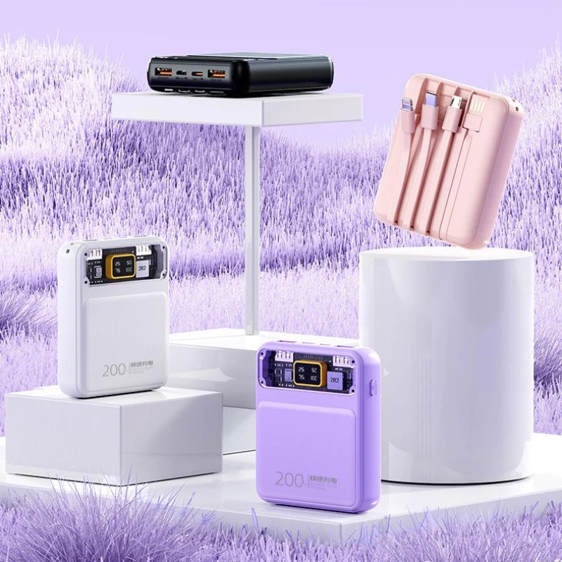 สําหรับIPhone Xiaomi 4 In 1 สายโทรศัพท์มือถือPower Bank 20000MAhแบตเตอรี่ภายนอกขนาดใหญ่MiniแบบพกพาPower Bank Fast CHARGING