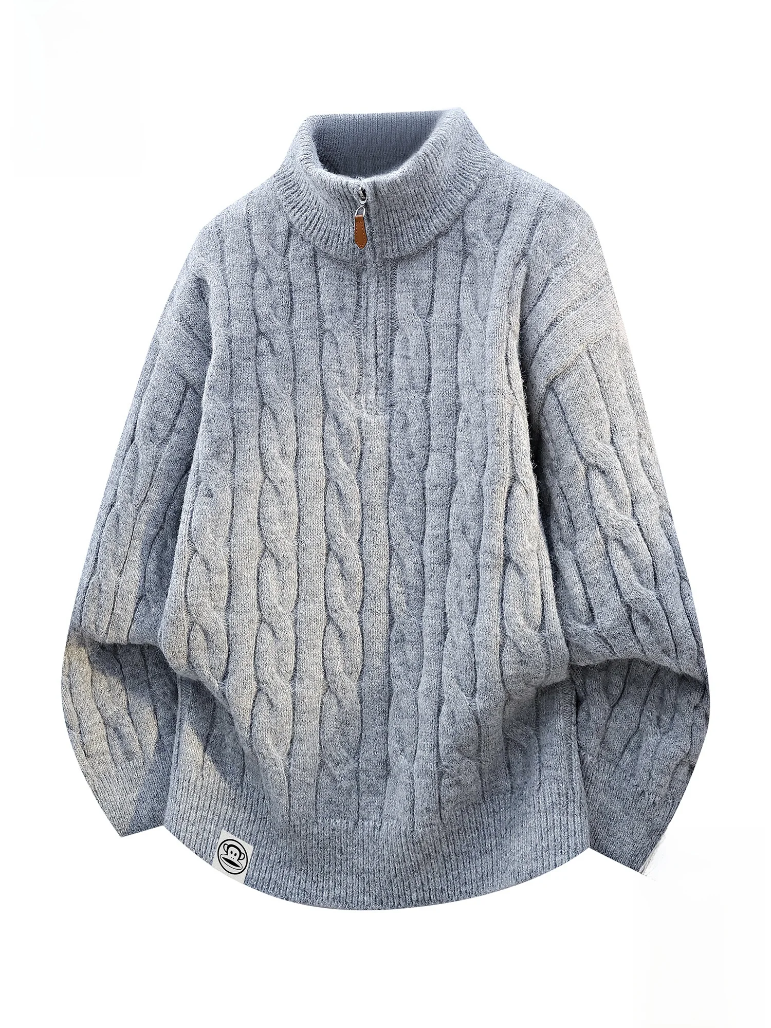 

Мужской повседневный вязаный свитер Paul Frank, новинка весны, теплый, однотонный, на молнии, с дизайном в виде головы обезьяны, из смесового полиэстера