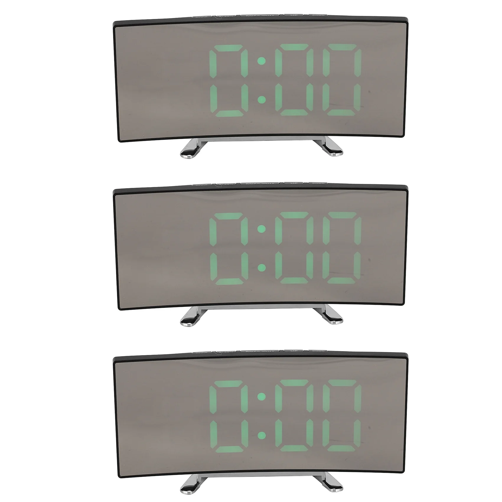 3X Digital Alarm Clock, 7 Inch Curved Dimmable LED Screen Digital Clock For Kids Bedroom, Large Number Clock, USB Port-AT30