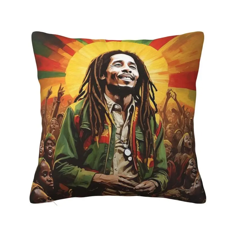 Jamaica Reggae Rock Bob Marley Throw Pillow Covers Home Decorative Cushions Cover For Sofa Chair Square Polyester Pillowcase