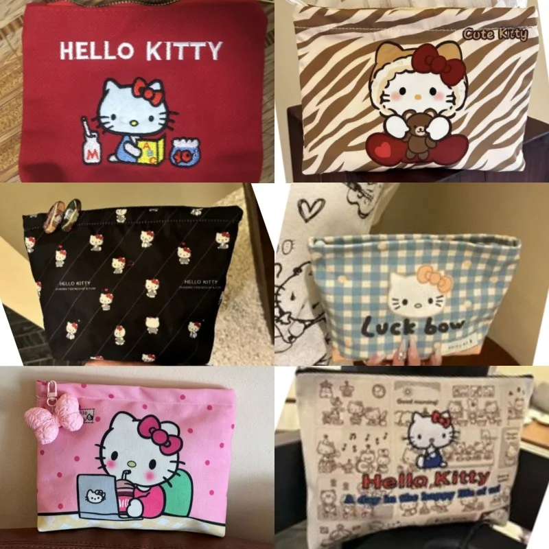 

Cute Hello Kitty Bag Kawaii Women Storage Cosmetics Mobile Coins Desktop Toy Ornament Storage Student Girls Gift Wholesale