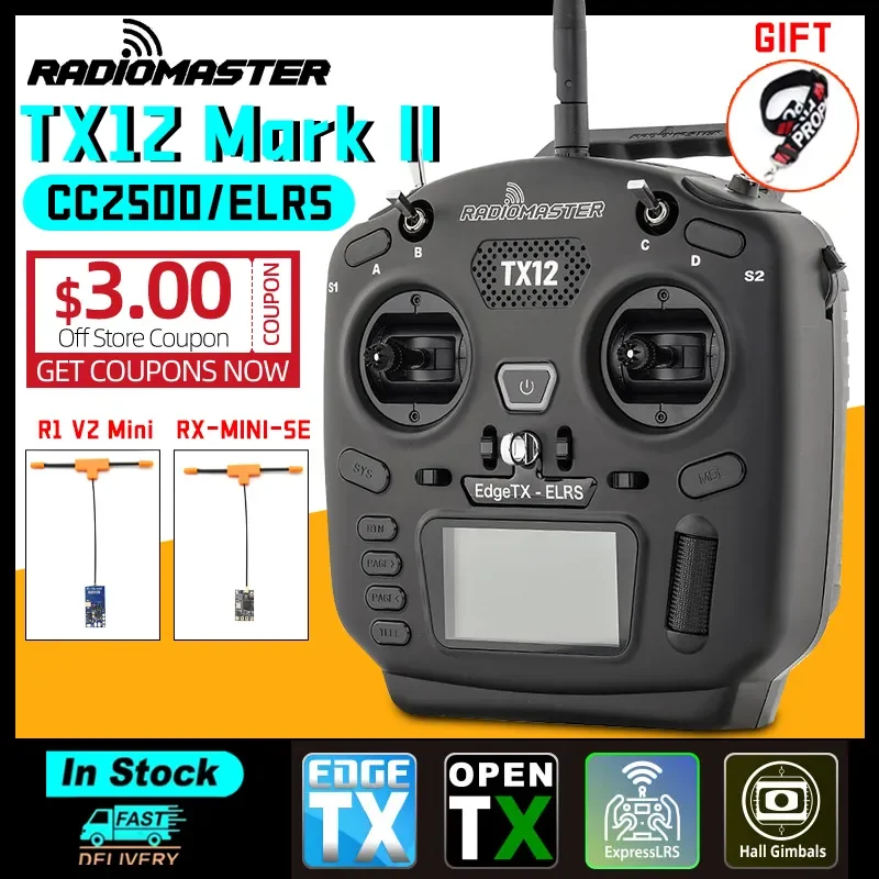 

In Stock RadioMaster TX12 MKII MK2 Mark 2 Radio ELRS/CC2500 EdgeTX OpenTX 16CH Multi-Module Radio Control Transmitter