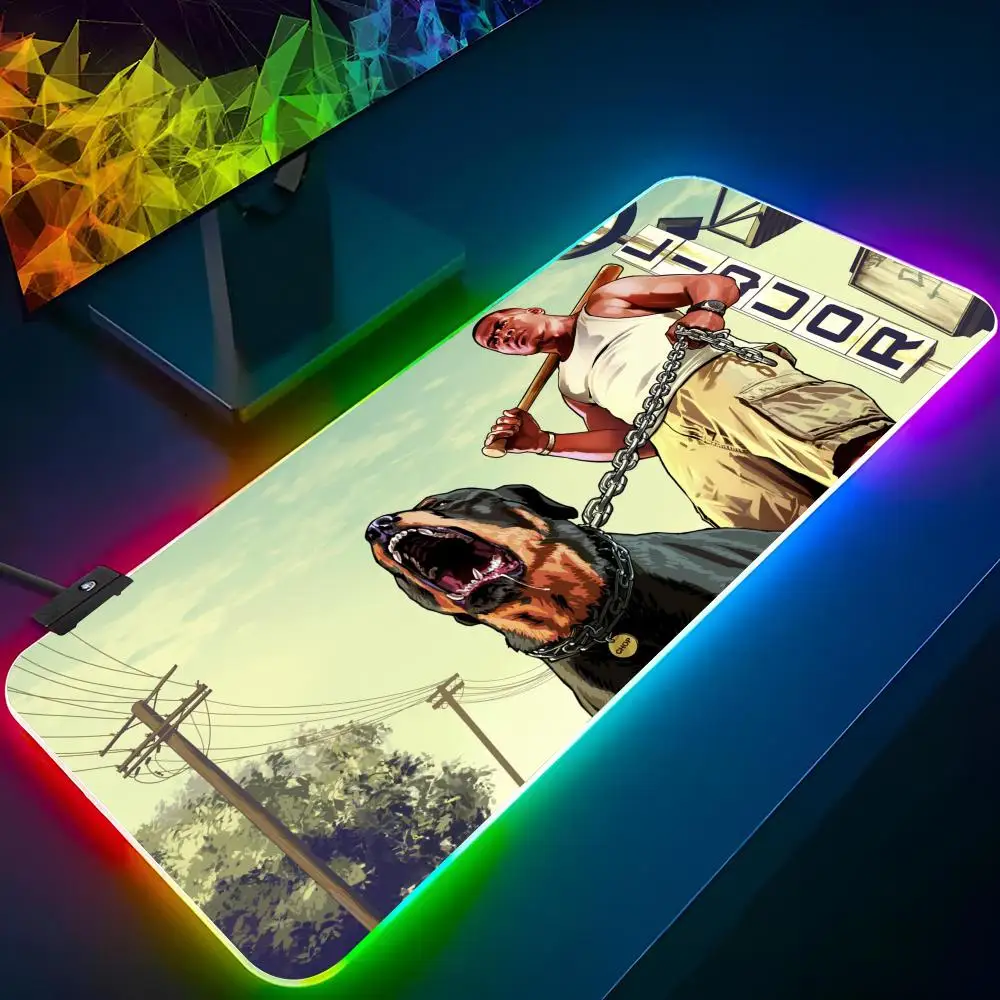 Grand Theft Auto GTA Tappetino Kawaii Mouse Pad Laptop Mat Gaming Rgb Mousepad Backlit Keyboard Gamer Girl Table Pads Deskpad
