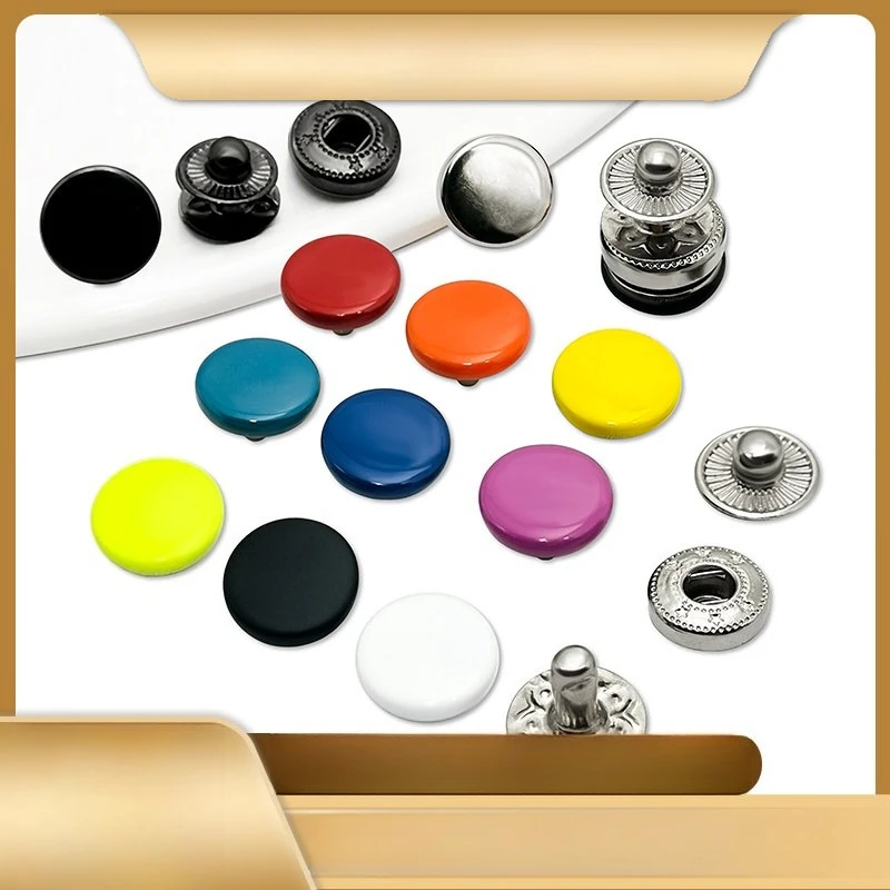 Sets Copper Metal Spring Snap Buttons Four Part Cap Button Fasteners Silver Bronze Black Button Fix Tool