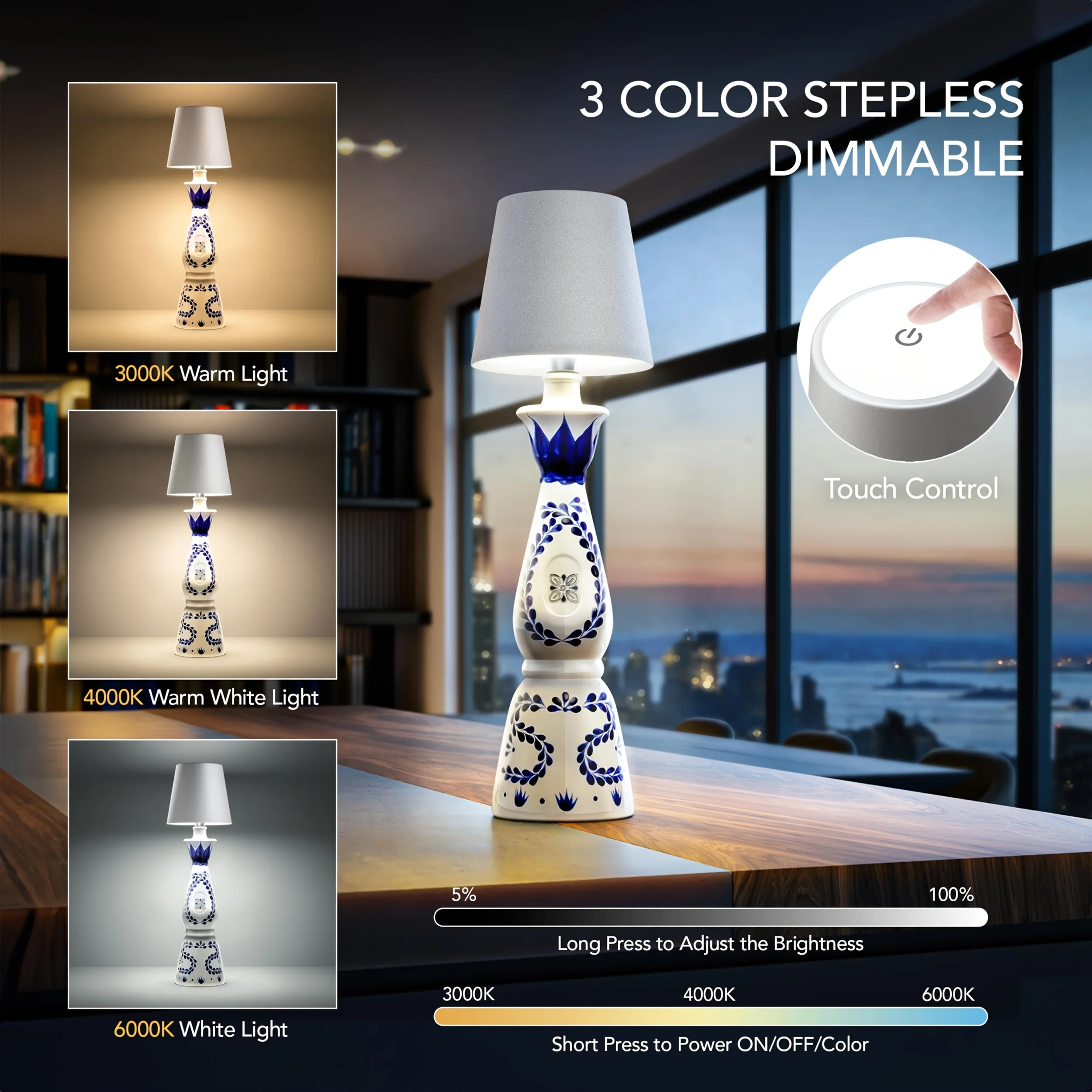 LED Wine Bottle Light Touch Dimmable For Restaurant Bar Bedroom Bedside Decorative Table Lamps Lights Creative Ambient Lights