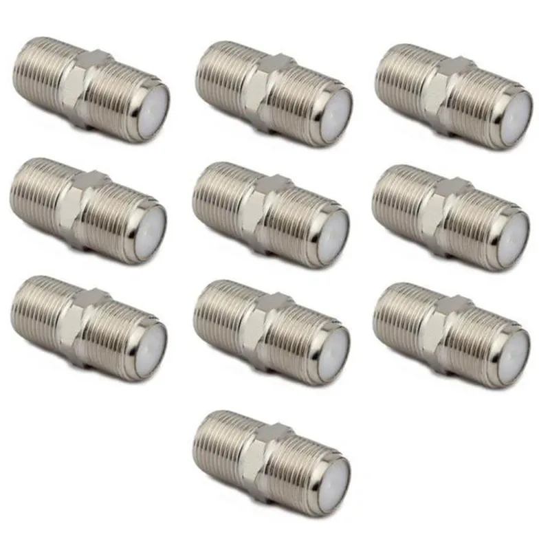 

10pcs Practical F Type UHF Adapter Connector Female F/F Jack RG6 Coaxial Cable Connector Terminals For TV Video