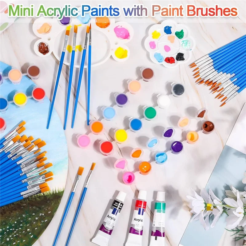 

ABTS-Mini Acrylic Paint Set For Crafts, 12 Colors Individual Clay Paint Craft Acrylic For Birthday Partysip & Paint Night
