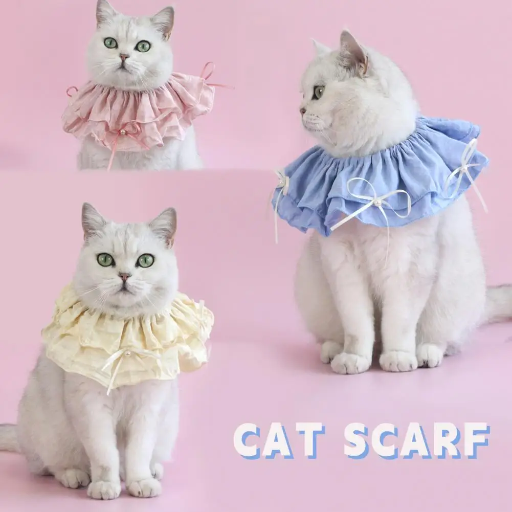 

Cat Bib Collar Pet Bandana Scarf with Bow Adjustable Cat Dog Princess Neckwear for Christmas Birthday Party Decoration