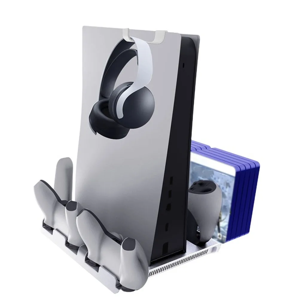 For PSVR2 Console Cooling Stand Charging Station Dock Multi-functional Helmet Controller Storage Rack Cooling Fan