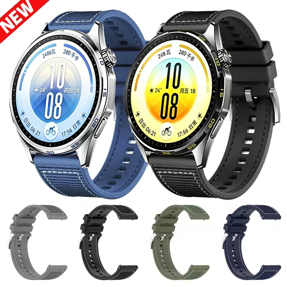 22mm Composite Silicone Strap for Huawei Watch 5 GT 7-6-5-4 46mm Nylon Comfortable Wristband for Huawei Watch GT 7 Pro 46mm Belt