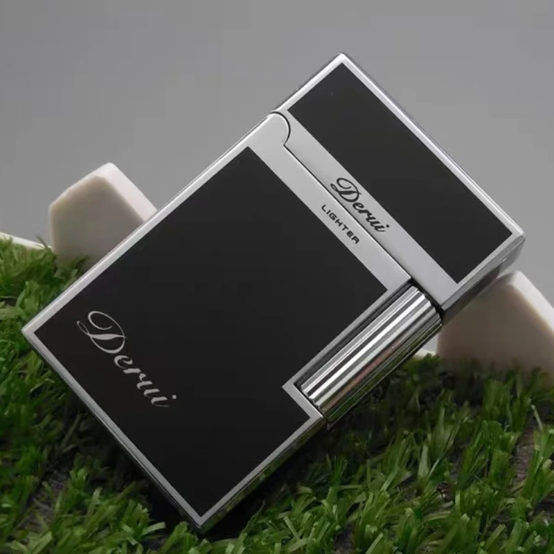 Derui Luxury Side Sliding Bright Sound Inflatable Butane Gas Lighter Metal Gas Open Flame Smoking Accessories Men's Gift Lighter