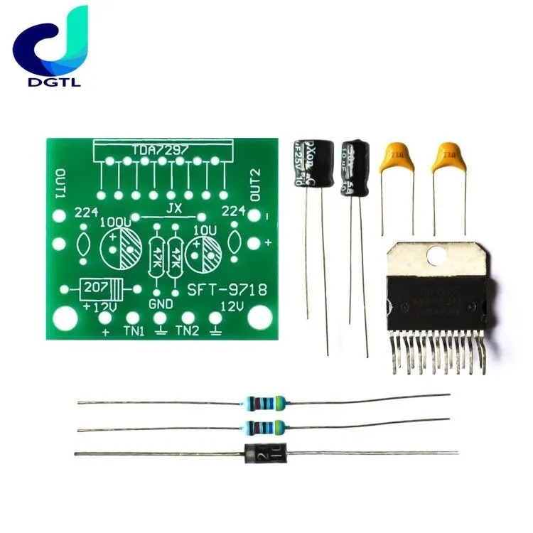 

1set TDA7297 amplifier board spare parts dc 12v grade 2.0 dual audio encoding 15w electronic diy kit