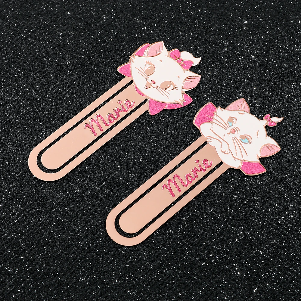 Disney Marie Cat The Aristocats Bookmarks Pink Bowknot Kitten Book Page Clips for Book Lover Gifts Cartoon Fans Book Accessories