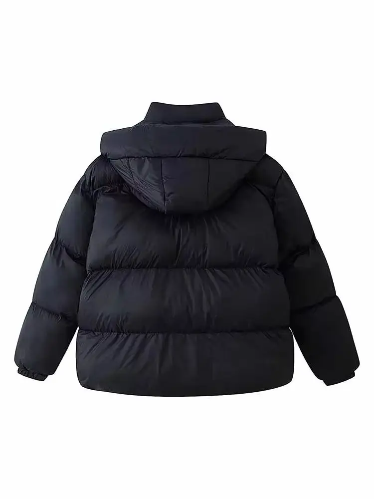 HH Woman Winter Versatile Fashion Long Sleeves Pocket Decoration Hooded Filling Cotton Jacket Female Casual Street Style Jacket