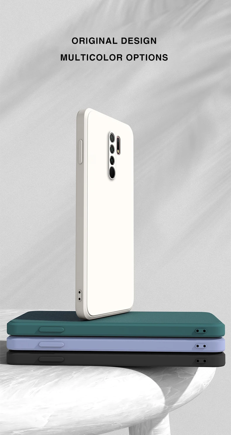 Original Square Liquid Silicone Case for Xiaomi Redmi 9 9A 9i 9T Power Camera Protective Cute Phone Back Cover Redmi9 T Fundas