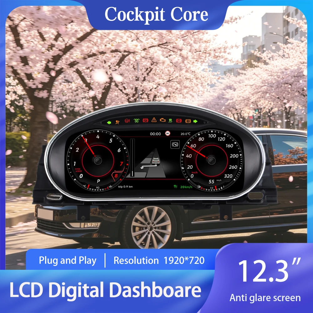 Digital Dashboard For Volkswagen CC Magotan B7 Passat B7 Dashboard Odometer Speedometer Virtual Cockpit CarPlay Android Auto