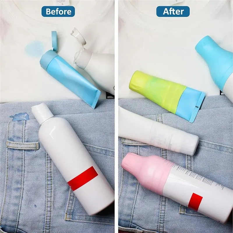 A23E-10Pcs Silicone Bottle Covers,Travel Essential For Women, Luggage Travel Size Toiletries,Elastic Sleeve For Leak Proofing