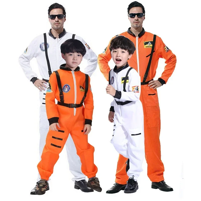 

2026 Halloween Costume Adult Children Men Women Cosplay Performance Astronaut Suit Pilot Clothes Flying UFO Space Exploration