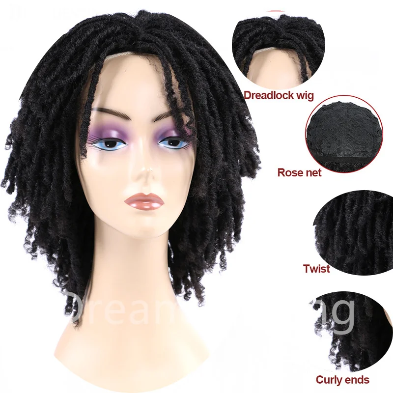 

8 Inches Short Dreadlock Wigs Synthetic Soft faux locs Wigs Braiding Crochet Twist Hair Wigs For Black Women/Men