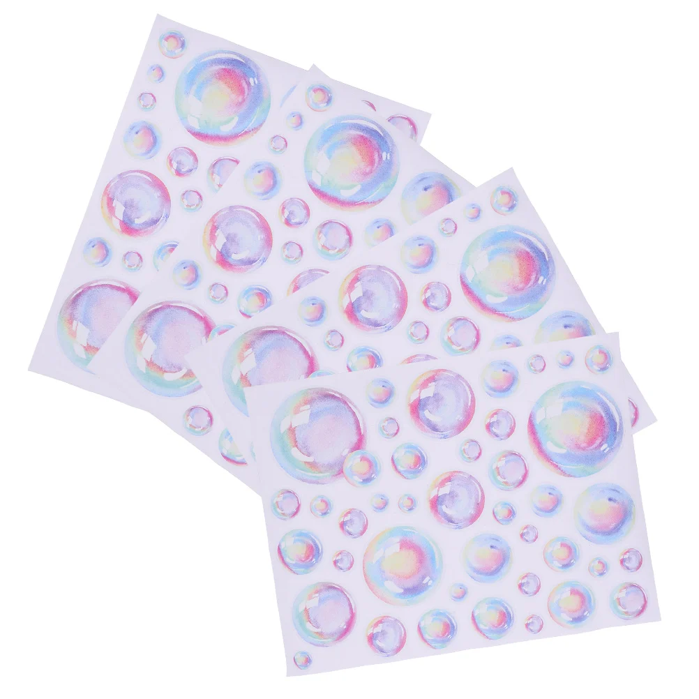 

4 Sheets Bubbles Decal Decals for Walls Bathroom Stickers Party Decoration Ocean Background Bedroom