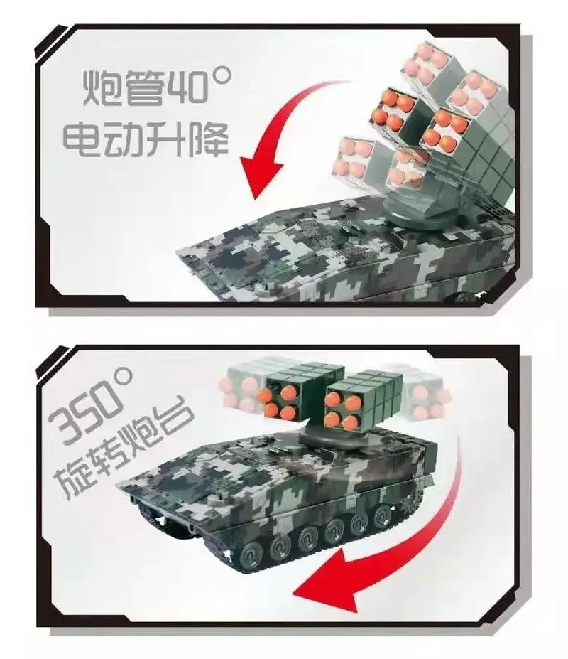 Military War 2.4g Rc Missile Vehicle Battle Remote Control Toy Car With Shoot Bullets Model Tank Electronic Acousto-Optic Toys