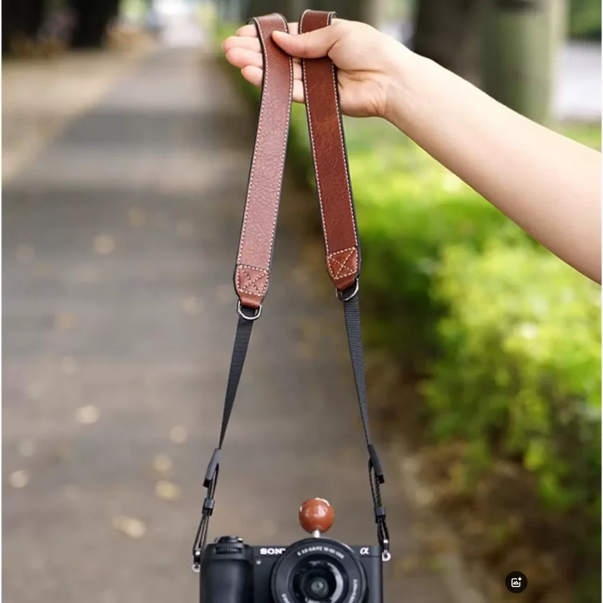 Lychee Leather Camera Shoulder Strap Retro Adjustable Micro Single Bag Strap For Sony  Nikon Canon Fujifilm Camera Accessories
